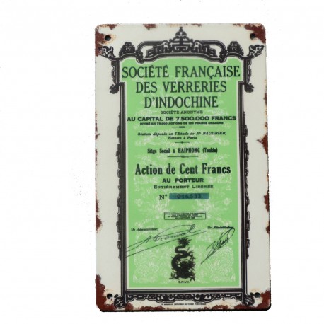 Plaque Verreries d'Indochine