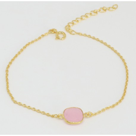 Bracelet chaine Chalcedony rose