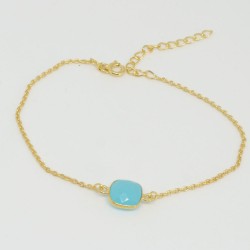 Golden chain bracelet blue Chalcedony