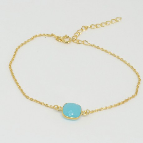 Golden chain bracelet blue Chalcedony