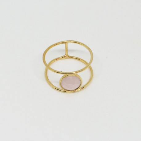 Bague dorée calcédoine rose Carla