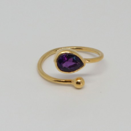 Bague dorée Améthyste
