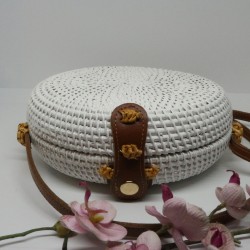 white round rattan bag