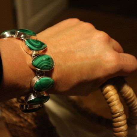 silver malachite  bracelet 