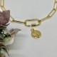 collier doré maille trombone mousqueton