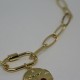 collier doré maille trombone mousqueton