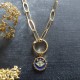 collier doré maille trombone  oeil bleu